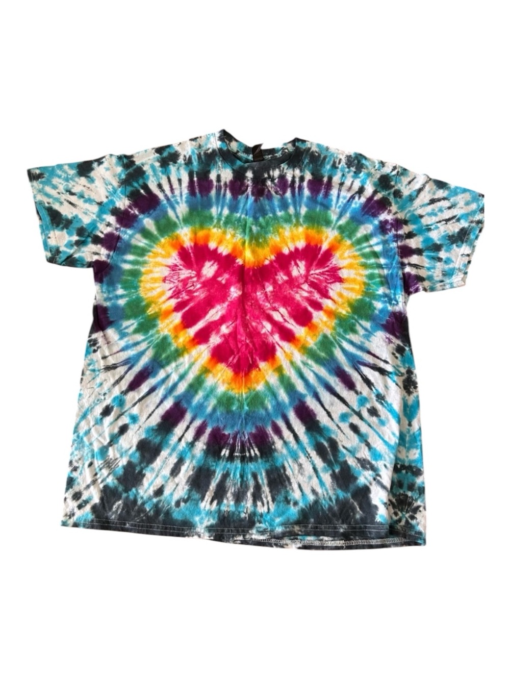 5/$25 Sale Gildan heart shaped tie dye hippie boho t-shirt Size XL